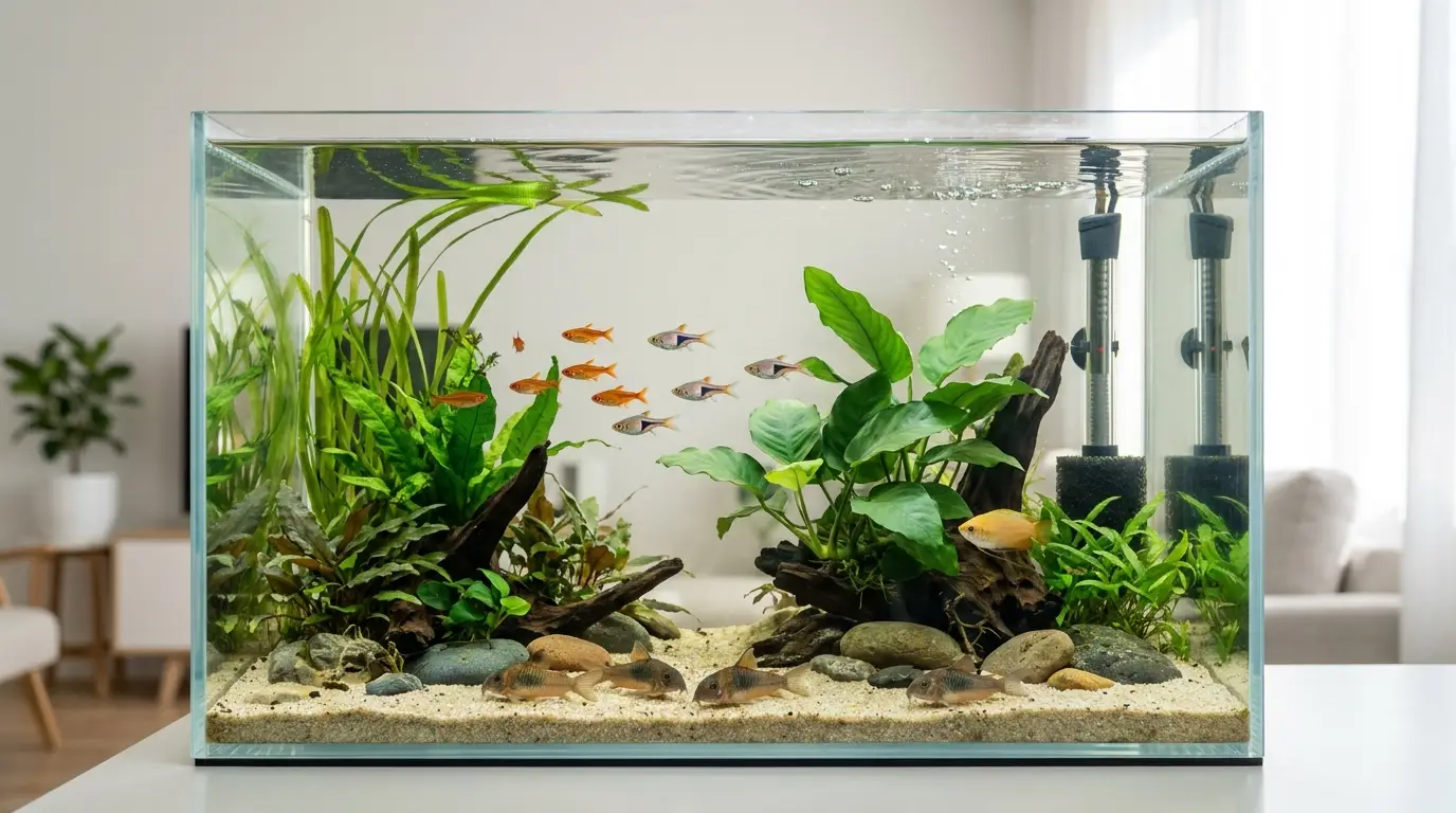Peaceful hardy freshwater community fish in a planted aquarium with stable water and simple equipment.