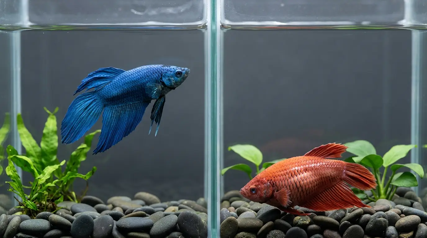 Visual comparison of a healthy freshwater fish with a fish showing swollen body and raised scales from dropsy.